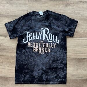 Jelly Roll The Beautifully Broken concert tshirt Black Tie-Dye Men's Shirt small
